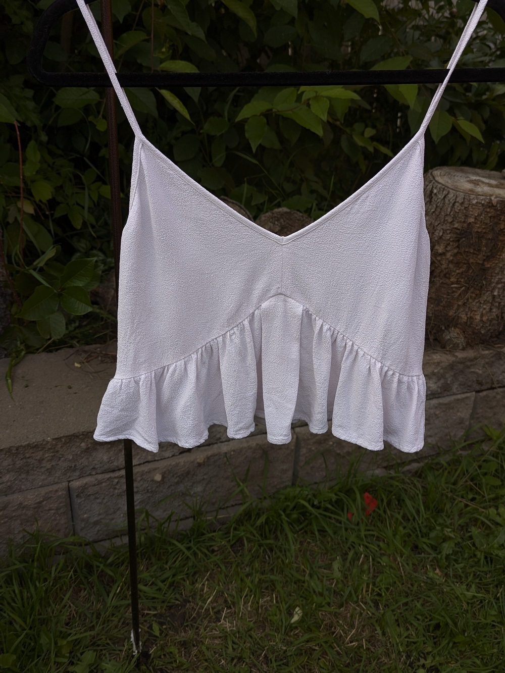 Club Monaco White Ruffle Cami Crop Top Large Coquette Cottagecore Boho Blouse - Picture 5 of 10